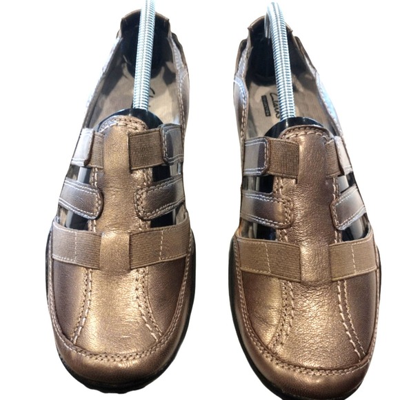 💸$14 Clarks Haley Stork Loafer Slip On Women's 11 Narrow Metallic Pewter EUC - Picture 2 of 7